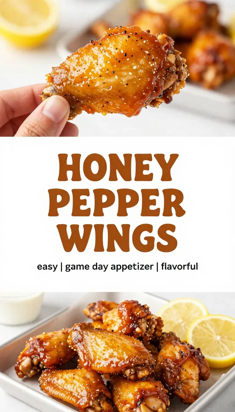 Crispy lemon pepper chicken wings glazed with honey on a white serving plate