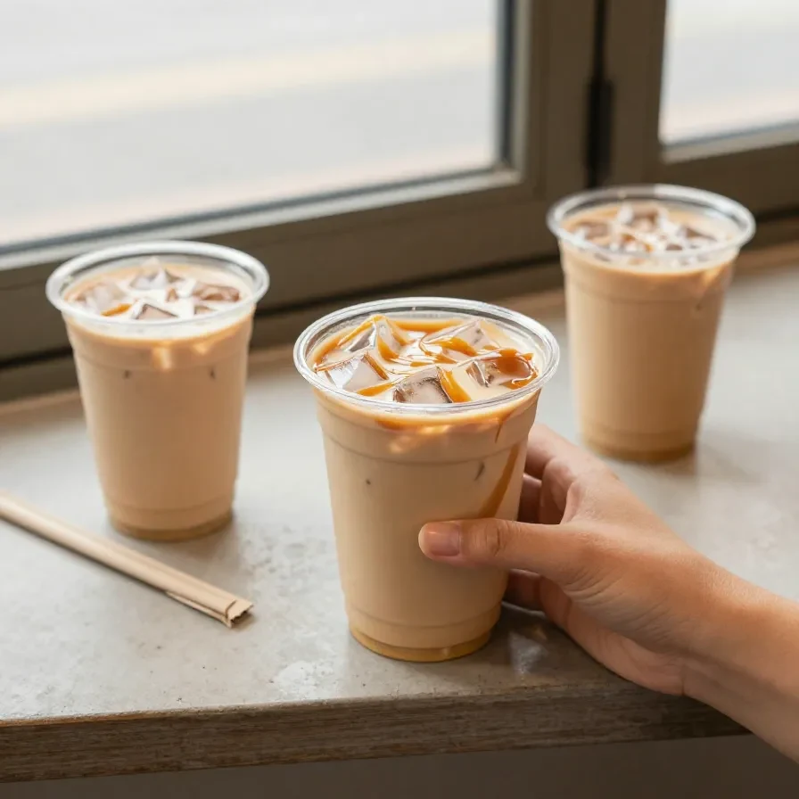 A healthy low-calorie fall-inspired Starbucks-style drink in a glass with ice, cinnamon, and pumpkin spice on a rustic table.