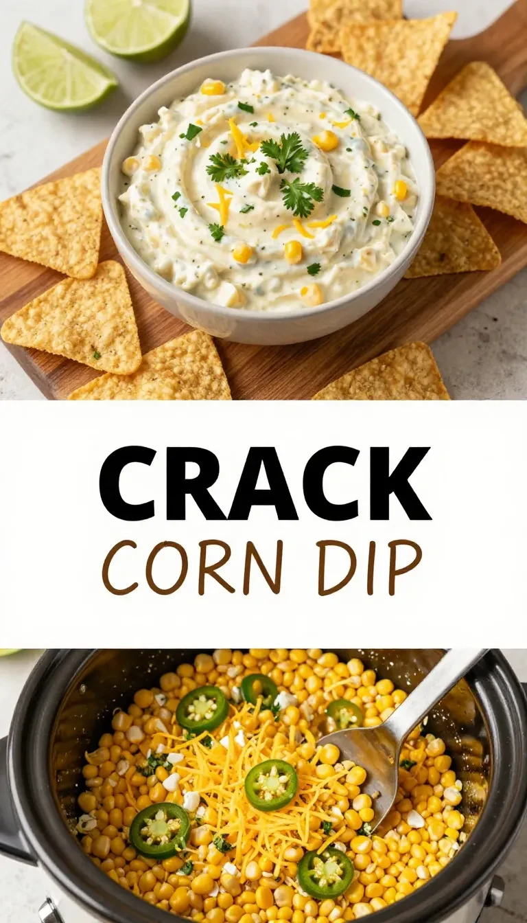 A bowl of creamy crack corn dip topped with shredded cheese, green onions, and bacon bits served with tortilla chips